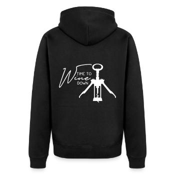 Wein - Unisex Premium Bio Zip Hoodie - Schwarz - Hinten - Nico (187cm)