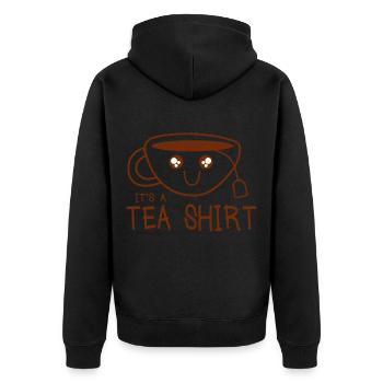 Tea Tea Drinker Tea Time England TeaCup Gift - Unisex Premium Organic Zip Hoodie - black - Back - Nico (187cm)