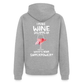 Wine Brandy Red Wine Wine Glass Wine Gift - Unisex Premium Organic Zip Hoodie - heather grey - Back - Nico (187cm)