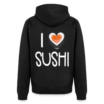 Sushi - Unisex Premium Bio Zip Hoodie - Schwarz - Hinten - Nico (187cm)