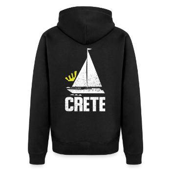 Crete - Unisex Premium Organic Zip Hoodie - black - Back - Nico (187cm)