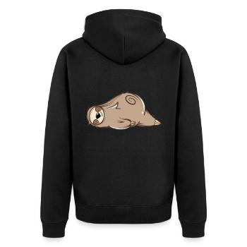 Schlafendes Faultier - Unisex Premium Bio Zip Hoodie - Schwarz - Hinten - Nico (187cm)