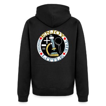 Wissenschaft - Unisex Premium Bio Zip Hoodie - Schwarz - Hinten - Nico (187cm)