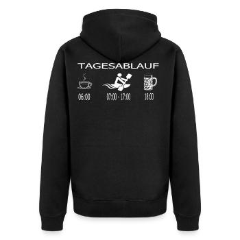 Rudern Ruderer Geschenkidee - Unisex Premium Bio Zip Hoodie - Schwarz - Hinten - Nico (187cm)
