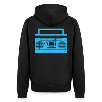 Radio rétro des années 90 radio cassette des années 80 femmes hommes - Veste à capuche bio Premium Unisexe - noir - Dos - Nico (187cm)