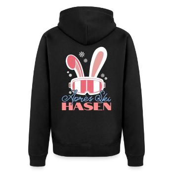 Ski Häschen Skihasen Skihaserl Outfit Apres Ski - Unisex Premium Bio Zip Hoodie - Schwarz - Hinten - Nico (187cm)