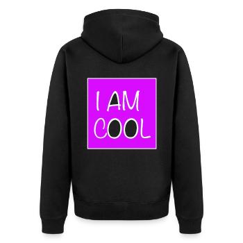 I'm cool man men joke - Unisex Premium Organic Zip Hoodie - black - Back - Nico (187cm)