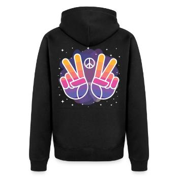 Peace - Unisex Premium Bio Zip Hoodie - Schwarz - Hinten - Nico (187cm)