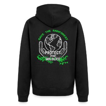 Naturschutz Regenwald Amazonas Klimawandel Klima - Unisex Premium Bio Zip Hoodie - Schwarz - Hinten - Nico (187cm)