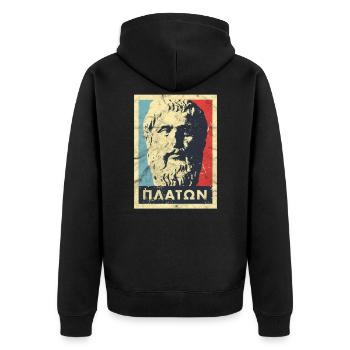 Platon Homer Vintage Greek Philosophy Aristoteles - Unisex Premium Organic Zip Hoodie - black - Back - Nico (187cm)