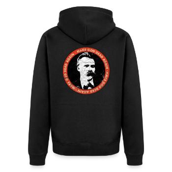 Nietzsche Gott ist tot Nihilismus Gott ist tot - Unisex Premium Bio Zip Hoodie - Schwarz - Hinten - Nico (187cm)
