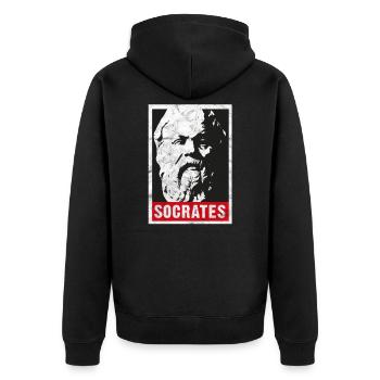 Sokrates Vintage griechische Philosophie Aristoteles - Unisex Premium Bio Zip Hoodie - Schwarz - Hinten - Nico (187cm)