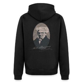 Vintage Philosophy Arthur Schopenhauer Nietzsche - Unisex Premium Organic Zip Hoodie - black - Back - Nico (187cm)