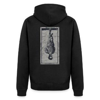 Occult The Hanged Man Tarot Card Vintage - Unisex Premium Organic Zip Hoodie - black - Back - Nico (187cm)