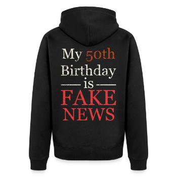 50th birthday - Unisex Premium Organic Zip Hoodie - black - Back - Nico (187cm)