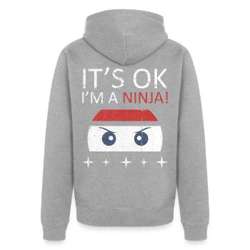 Ninja - Veste à capuche bio Premium Unisexe - gris chiné - Dos - Nico (187cm)