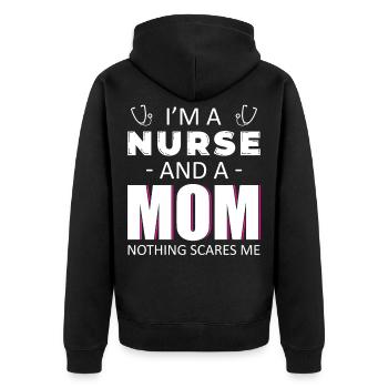 Nurse nurse - Unisex Premium Organic Zip Hoodie - black - Back - Nico (187cm)