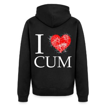 J’adore Sperme Sperme Sperme Jizzle sperme sous-traitance sexe - Veste à capuche bio Premium Unisexe - noir - Dos - Nico (187cm)
