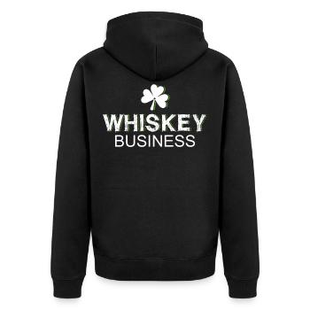 Whiskey - Unisex Premium Organic Zip Hoodie - black - Back - Nico (187cm)