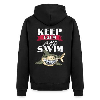 Schwimmen Schwimmlehrer Schwimmer Schwimmbad - Unisex Premium Bio Zip Hoodie - Schwarz - Hinten - Nico (187cm)