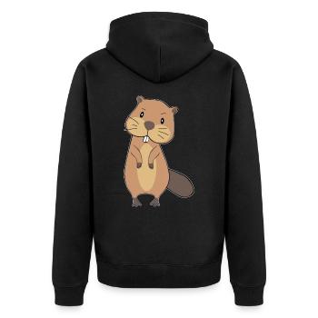 BIEBER - Unisex Premium Bio Zip Hoodie - Schwarz - Hinten - Nico (187cm)