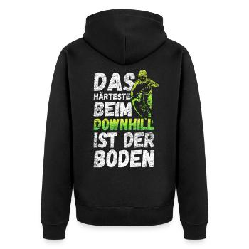 Downhill - Unisex Premium Bio Zip Hoodie - Schwarz - Hinten - Nico (187cm)