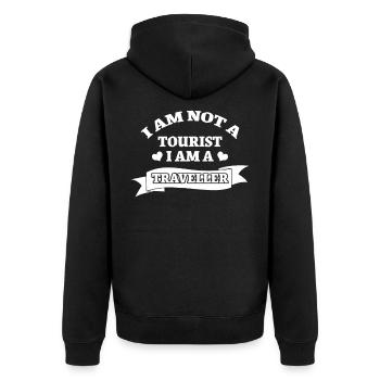 voyageur - Veste à capuche bio Premium Unisexe - noir - Dos - Nico (187cm)
