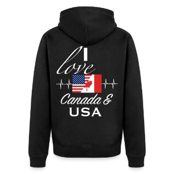 Canada USA amour vacances feuille d'érable cadeau - Veste à capuche bio Premium Unisexe - noir - Dos - Nico (187cm)