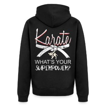 Karate - Unisex Premium Bio Zip Hoodie - Schwarz - Hinten - Nico (187cm)
