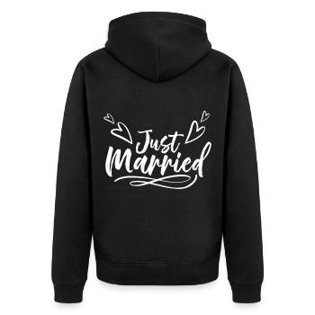 Party, Hochzeit, Feier | Hochzeitsgeschenke | JGA - Unisex Premium Bio Zip Hoodie - Schwarz - Hinten - Nico (187cm)