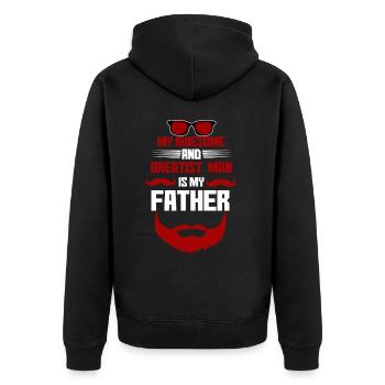 Father's Day Gift - Father's Day Saying - Father's Day - Unisex Premium Organic Zip Hoodie - black - Back - Nico (187cm)