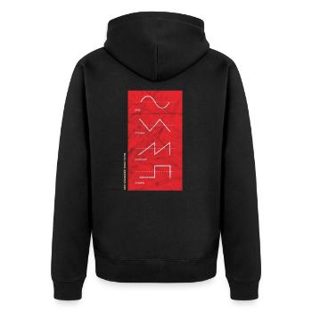 Vintage Audio Wellenform Synthesizer Analog Synth - Unisex Premium Bio Zip Hoodie - Schwarz - Hinten - Nico (187cm)