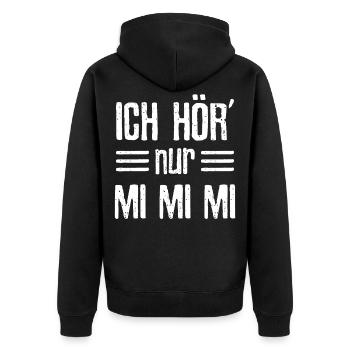 Mimi Beklagen Motzen Meckern Heulsuse Geschenk - Unisex Premium Bio Zip Hoodie - Schwarz - Hinten - Nico (187cm)