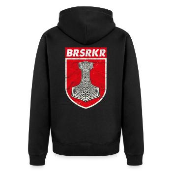 Berserker Wikinger Odin Wotan Nordische Mythologie - Unisex Premium Bio Zip Hoodie - Schwarz - Hinten - Nico (187cm)