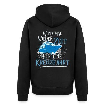 Kreuzfahrtschiff Kreuzfahrt Spruch - Unisex Premium Bio Zip Hoodie - Schwarz - Hinten - Nico (187cm)