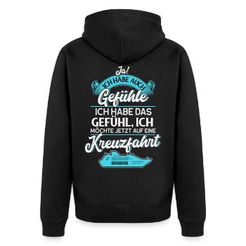 Kreuzfahrt Kreuzfahrtschiff Schiff Urlaub Geschenk - Unisex Premium Bio Zip Hoodie - Schwarz - Hinten - Nico (187cm)