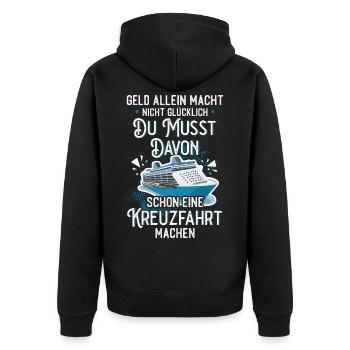 Kreuzfahrt - Unisex Premium Bio Zip Hoodie - Schwarz - Hinten - Nico (187cm)