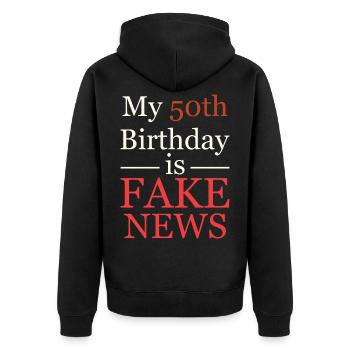 50th birthday - Unisex Premium Organic Zip Hoodie - black - Back - Nico (187cm)