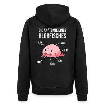 Anatomie eines Blobfisches Blobfisch Lustig - Unisex Premium Bio Zip Hoodie - Schwarz - Hinten - Nico (187cm)
