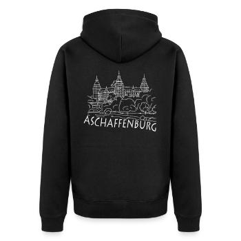 aschaffenburg - My City - - Home - Unisex Premium Organic Zip Hoodie - black - Back - Nico (187cm)