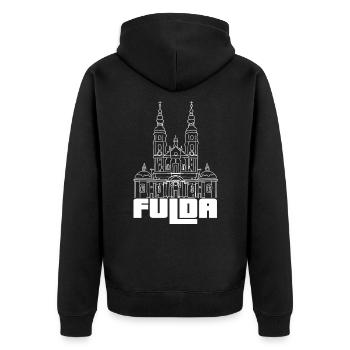 Fulda - Meine Stadt - - Heimat - Unisex Premium Bio Zip Hoodie - Schwarz - Hinten - Nico (187cm)