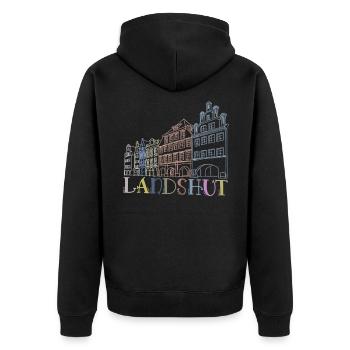 landshut - My City - - Home - Unisex Premium Organic Zip Hoodie - black - Back - Nico (187cm)