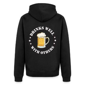 Biergarten Bierflasche Bier Bierzelt Geschenk - Unisex Premium Bio Zip Hoodie - Schwarz - Hinten - Nico (187cm)