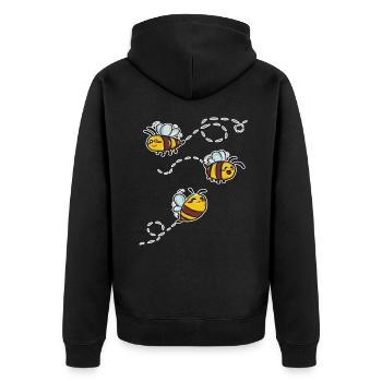 chemise enfant noire avec motif abeille drôle - Veste à capuche bio Premium Unisexe - noir - Dos - Nico (187cm)