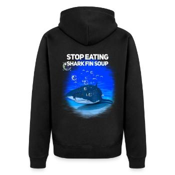 Arrêtez de manger de la soupe d'ailerons de requin - Veste à capuche bio Premium Unisexe - noir - Dos - Nico (187cm)