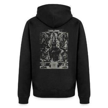 Livre hindou Tripura Upanishad - Sri Yantra sacré - Veste à capuche bio Premium Unisexe - noir - Dos - Nico (187cm)