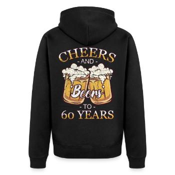 60 ans 60 ans de pension 60 Année de naissance - Veste à capuche bio Premium Unisexe - noir - Dos - Nico (187cm)