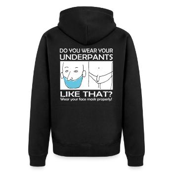 Lustiger Corona Spruch - Unisex Premium Bio Zip Hoodie - Schwarz - Hinten - Nico (187cm)