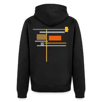 Linien & Farben Muster - Geometrie Architektur - Unisex Premium Bio Zip Hoodie - Schwarz - Hinten - Nico (187cm)