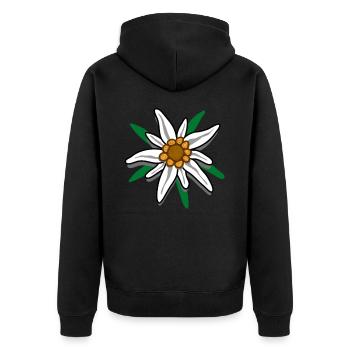 Alpen-Edelweiss design for climbing and mountain fans - Unisex Premium Organic Zip Hoodie - black - Back - Nico (187cm)